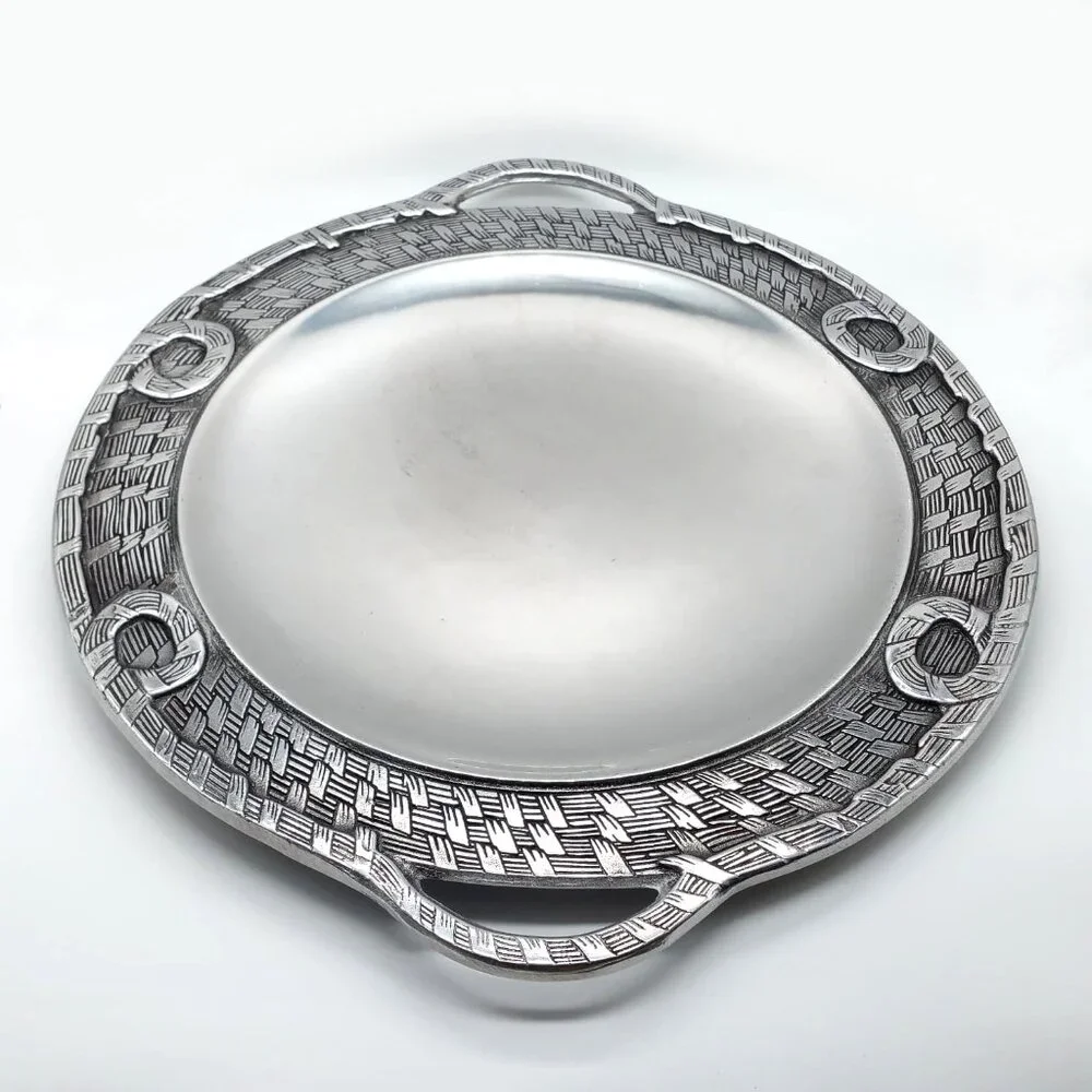 Wilton Armetale Large Round Platter Tray with Handles 14.5